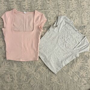 Garage Pink and Gray Square Neck Tops